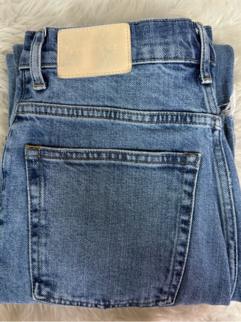 Everlane The Way-High Jean Size 25 High Rise Wide Leg Raw Hem Blue Denim - Picture 7 of 9